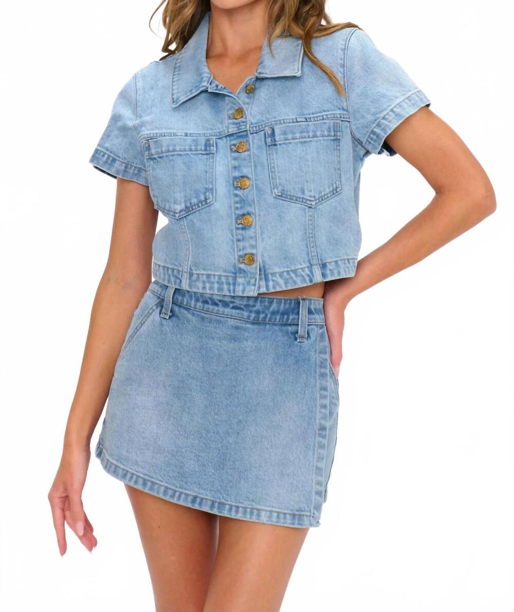 NEW SHOW ME YOUR MUMU monroe wrap skort in stratosphere denim